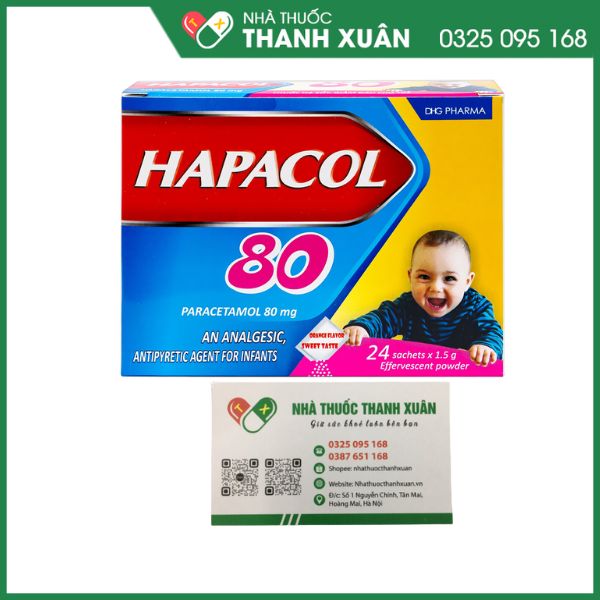 Bột sủi Hapacol 80 giảm đau, hạ sốt cho trẻ (24 gói x 1.5g)